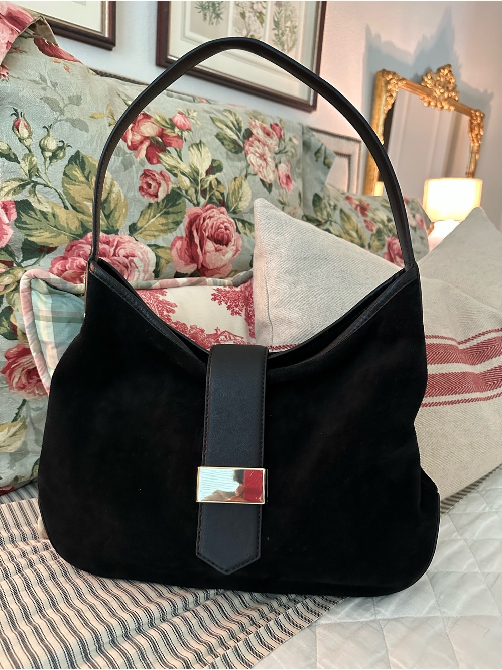 J Crew Berkeley black suede shoulder bag